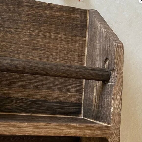 Rustic Wood Wall Mount Toilet Paper Holder with Phone Storage Shelf, NWOT - Picture 6 of 9